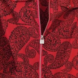 Michael Kors Red and Black Patterned Bomber Jacket